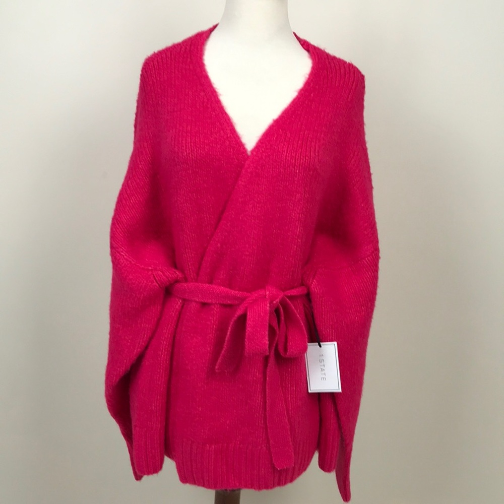 Pink Knit Crunchy Cardigan with Tie